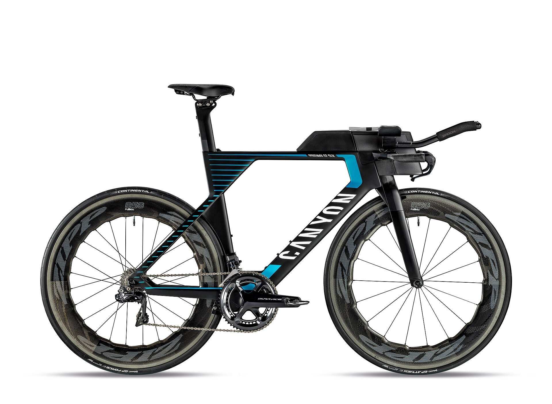 A carbon time trial bicycle with aero extensions and deep section wheels, from the Trevor L Taylor entry on the individual time trial