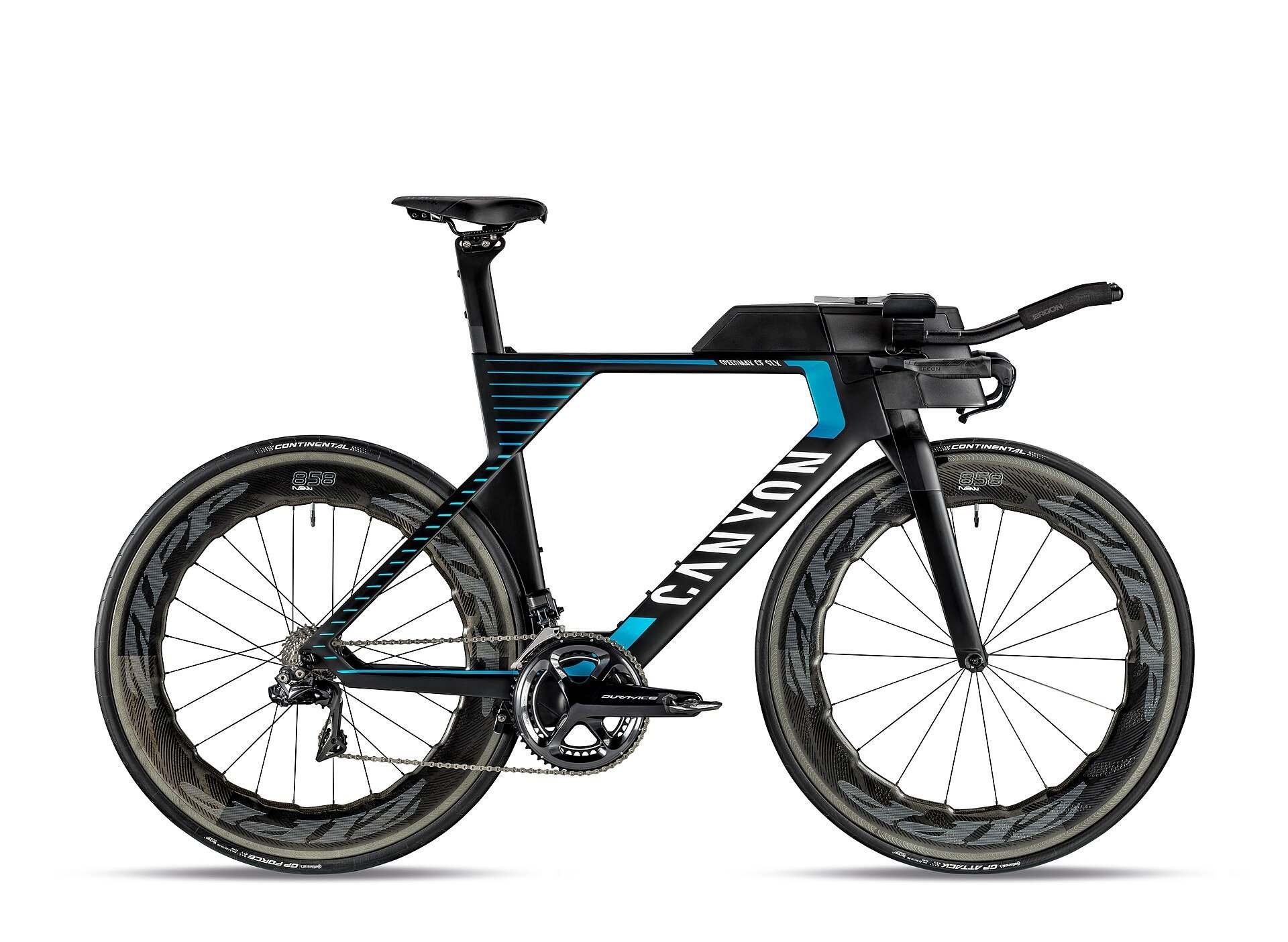 A carbon time trial bicycle with aero extensions and deep section wheels, from the Trevor L Taylor entry on the individual time trial