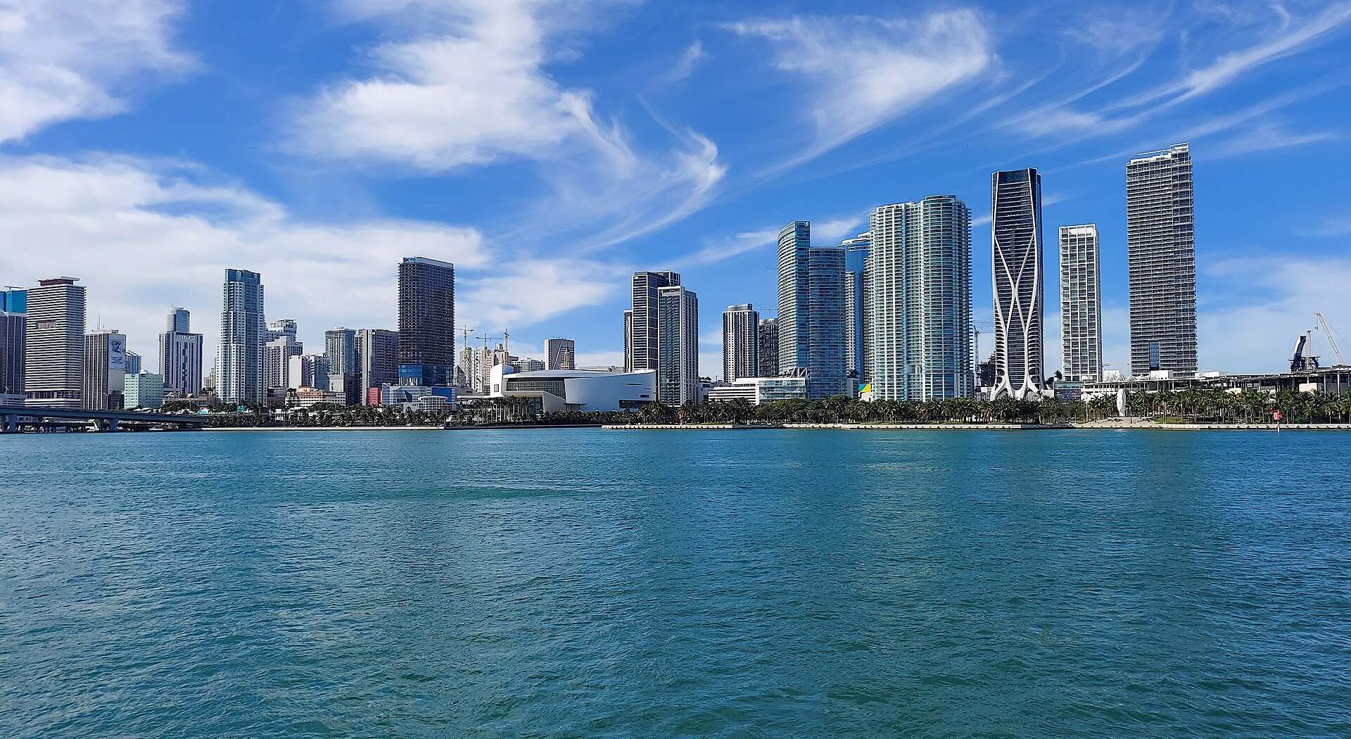 Downtown Miami towers along Biscayne Bay under a bright sky, from the Trevor L Taylor entry on the Miami technology sector